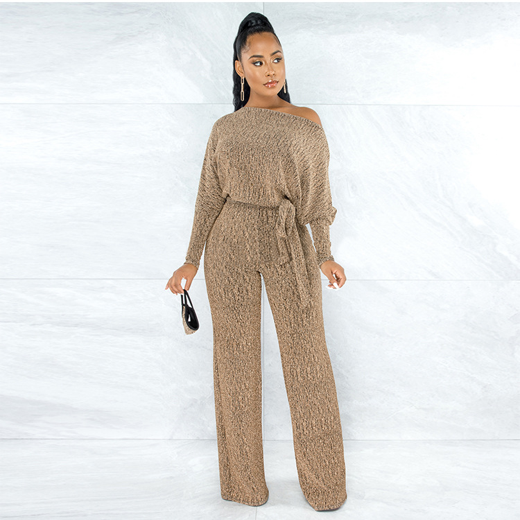 Picture of 2022 cross-border women's clothing spring European and American explosions high elastic loose jumpsuit belt without mask super factory