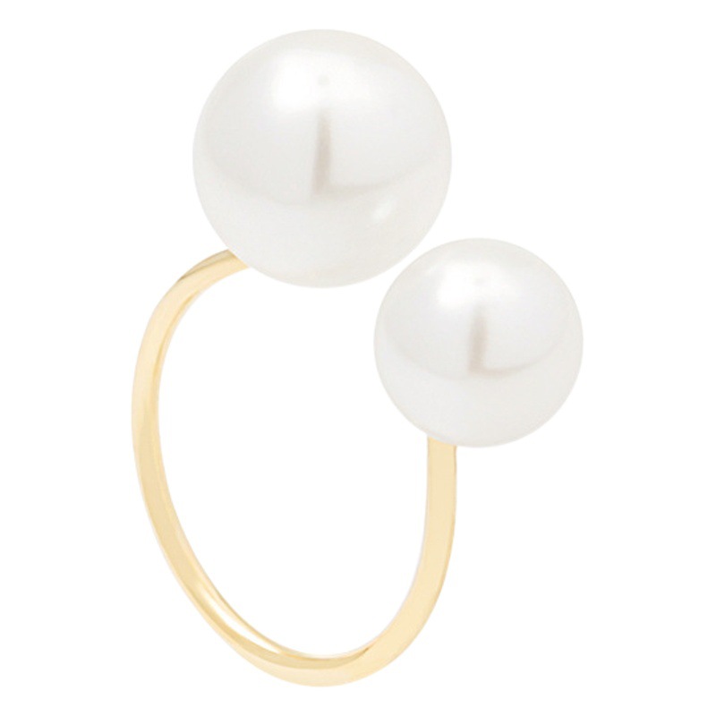 Picture of J588 South Korea Ring Size Pearl Opening Ring Minimalist Exaggerated Ring Double Pearl Ring for Women