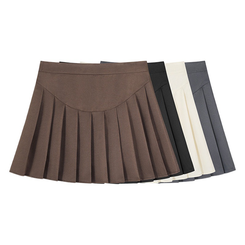 College Style Pleated Skirt for Fat mm Plus Size Spring New High Waist Slim A-Line Versatile Short Skirt 62752