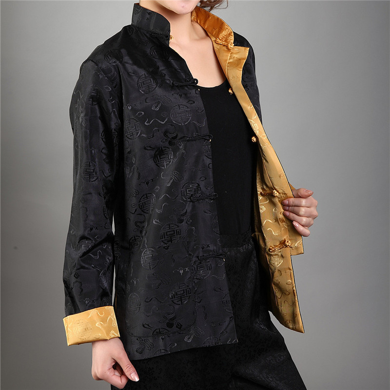 Picture of Factory wholesale Chinese style modified Tang suit women's retro buckle long sleeve top silk double-sided Chinese coat