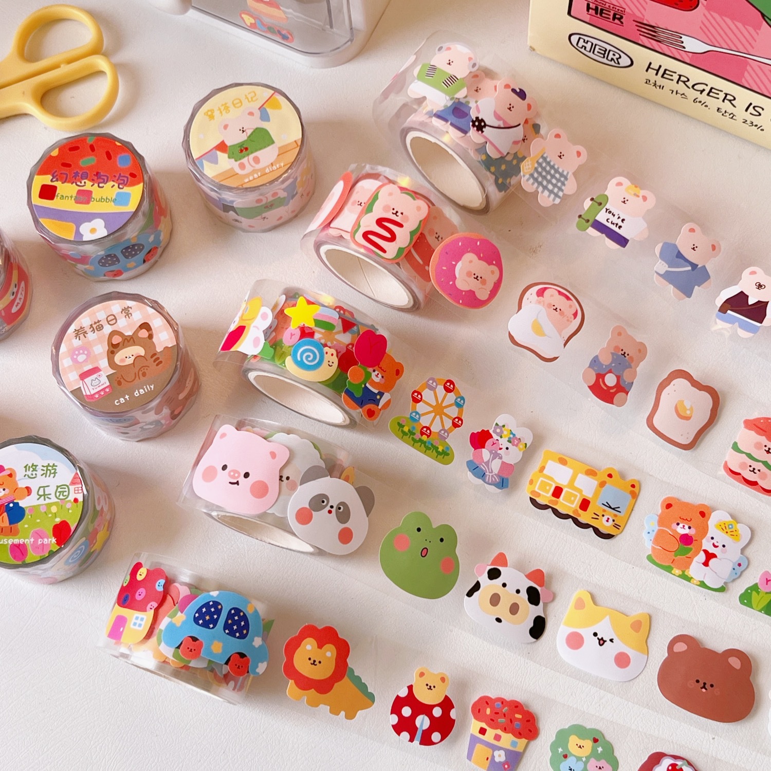 Tengyi High-Quality Transparent Bear Tape Creative Handbook Index Sticker Student Sticker Ins Style DIY Decorative Sticker Trend