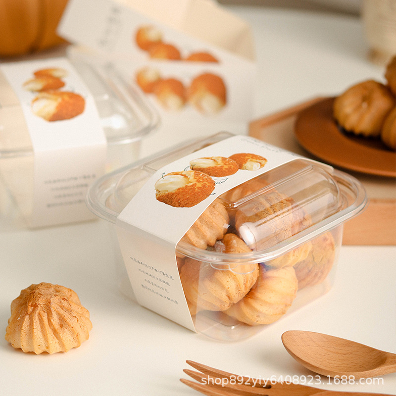 Flow heart puff box popping cake transparent plastic box baking cake packaging box