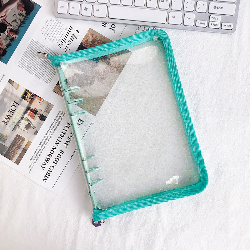Picture of Spot Cute Popular Storage Bag Six-Hole Loose-Leaf Book Ins Style Star Chasing A5A6 Transparent Zipper Notebook Shell