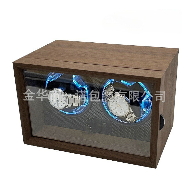Foreign trade version black walnut pattern wooden vertical automatic double table position Shaker 2 table electric mechanical watch Shaker