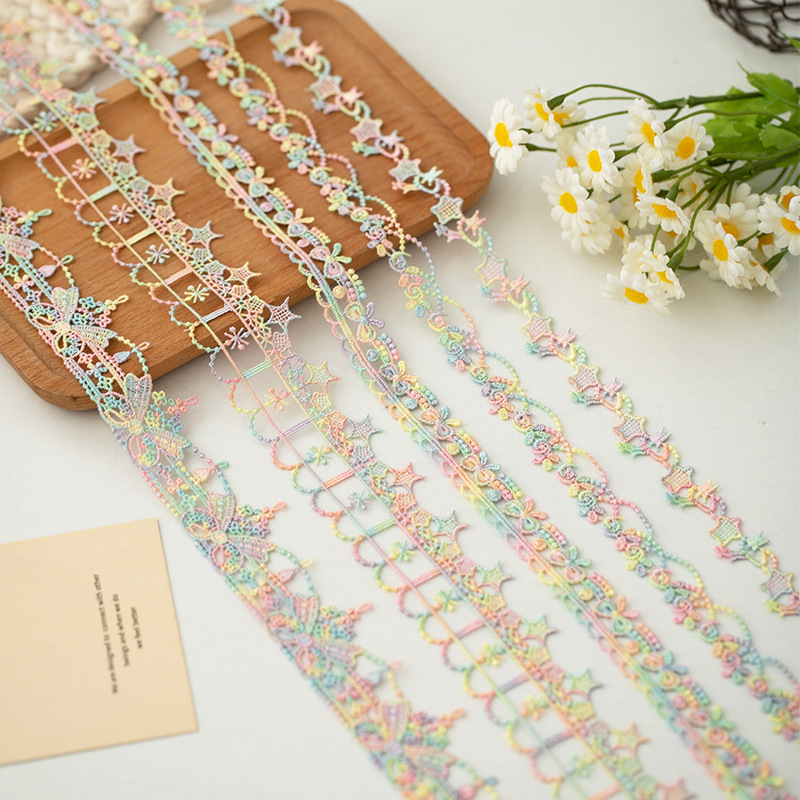 2-4cm Magic Color Polyester Light Water Soluble Embroidered Lace Barcode Clothing Children's Clothing Home Textile Toy Decorative Lace Accessories