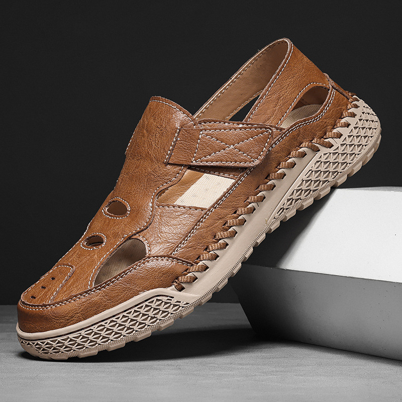 2025 Cross-border Explosions Baotou Sandals Men's Summer Beach Sandals Fashionable Men's Hand-stitched plus size Sandals