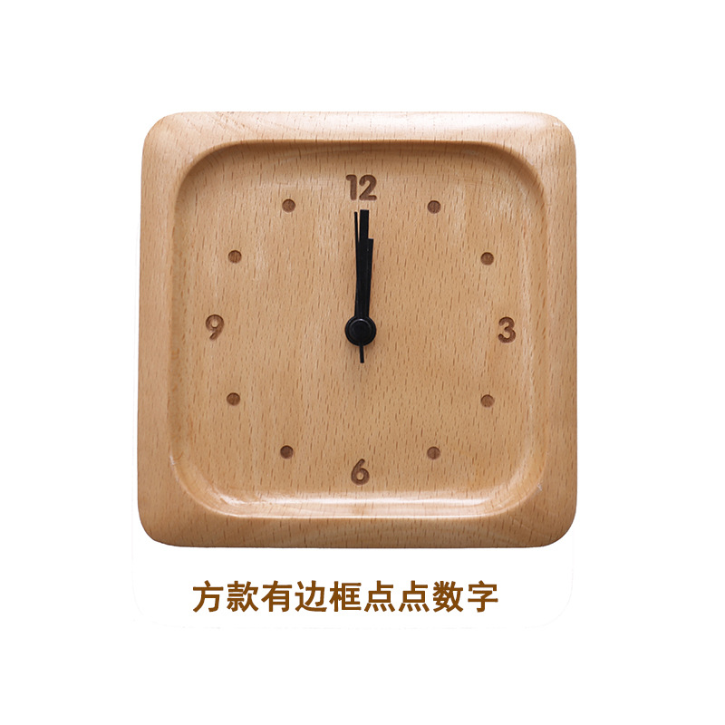 Picture of Beech Quiet Clock Solid Wood Watch Ornaments Living Room Modern Simple Log Cross-border Table Round Square