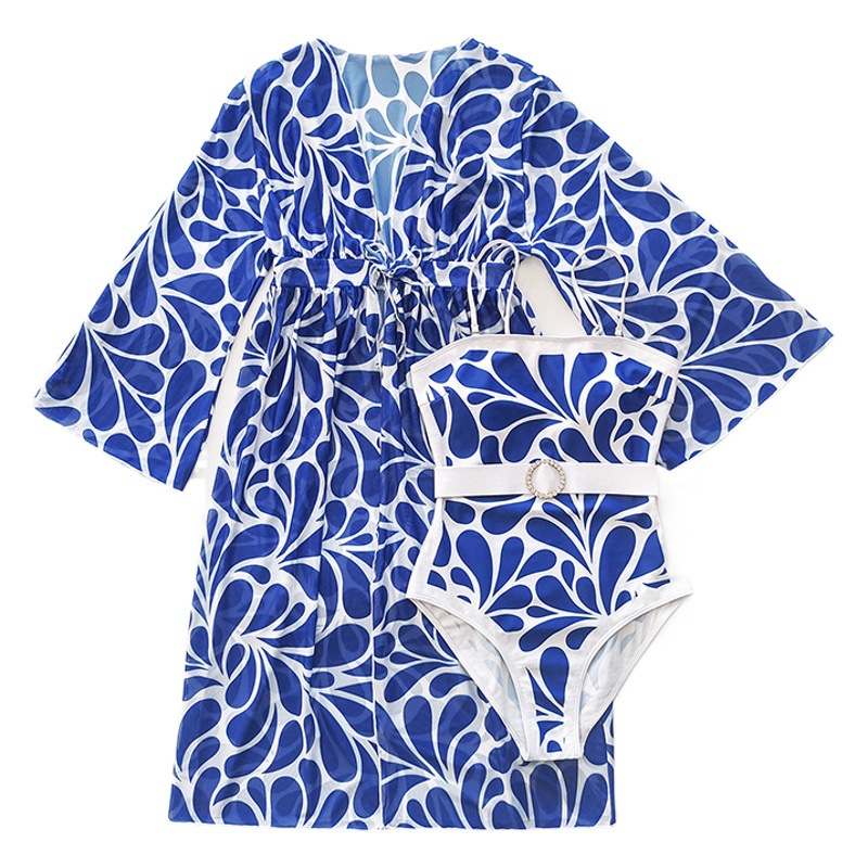 2023 Shenghe new one-piece swimsuit printed sun protection clothing two-piece swimsuit European and American export manufacturers wholesale