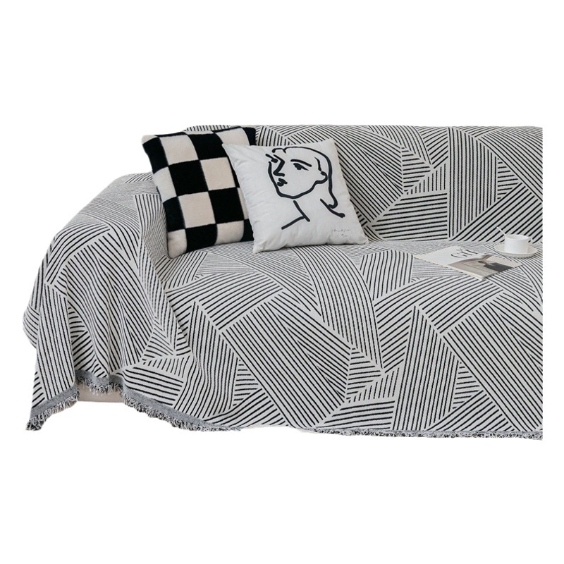 One-piece Full-cover Thickened Chenille Line Geometric Anti-cat Scratch Modern Simple Sofa Towel Sofa Cushion Universal for All Seasons