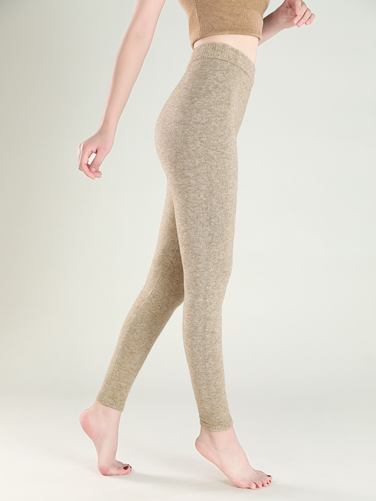Picture of Women's Autumn and Winter Seamless Thermal Knit Leggings Non-Wool Thickened Inner Knit Pants Four-Way Pants