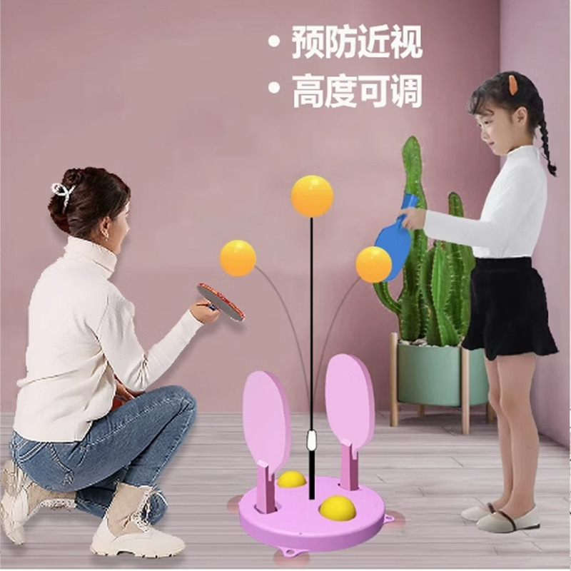 Picture of Table Tennis Trainer Elastic Flexible Shaft Height Adjustable Household Plastic Base Single Kidsren's Table Tennis Trainer