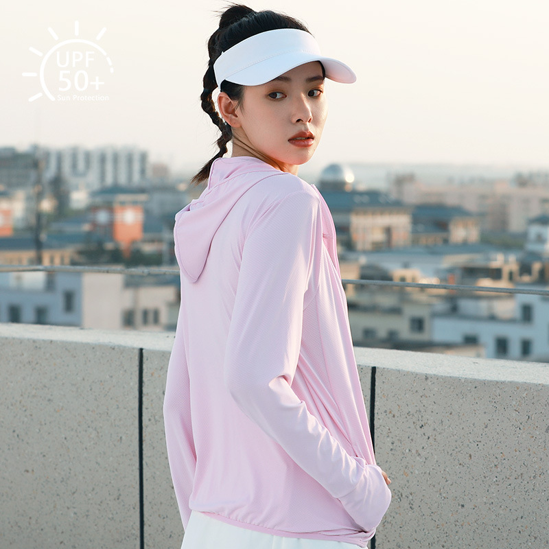 Picture of Juyitang 2025 Spring and Summer New Outdoor Cycling Pure Color Hooded Zipper Breathable Anti-Uv Thin Sun Protection Clothing