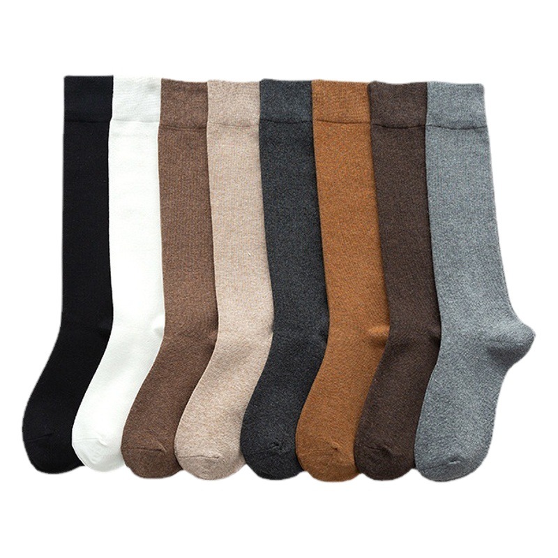 Three Pairs of Autumn and Winter Slimming Calf Socks, Pure Color Knee-High Socks, Jk Stockings, Women's Japanese Style Long Socks, Women's Ins Trendy Socks