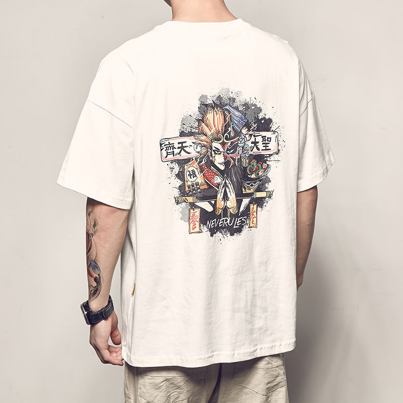 Picture of Men's Japanese Anime Printed Short-sleeved T-shirt Men's Summer New Casual Loose T-shirt Trendy Couple's Round Neck TEE