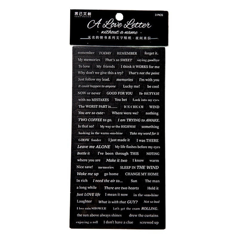 Yan Ji Text Sticker Unknown Love Letter Series Retro English Letter Collage Decoration Material Hand Account Sticker