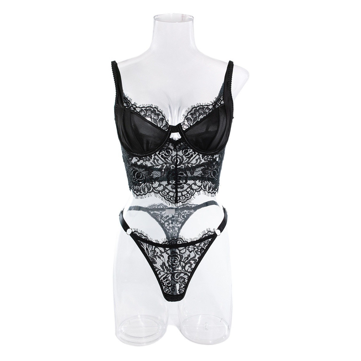 Ins Internet Celebrity French Eyelash Lace Pure Desire Camisole Cut Out Beautiful Back Sexy Intimates Set Export Cross-Border