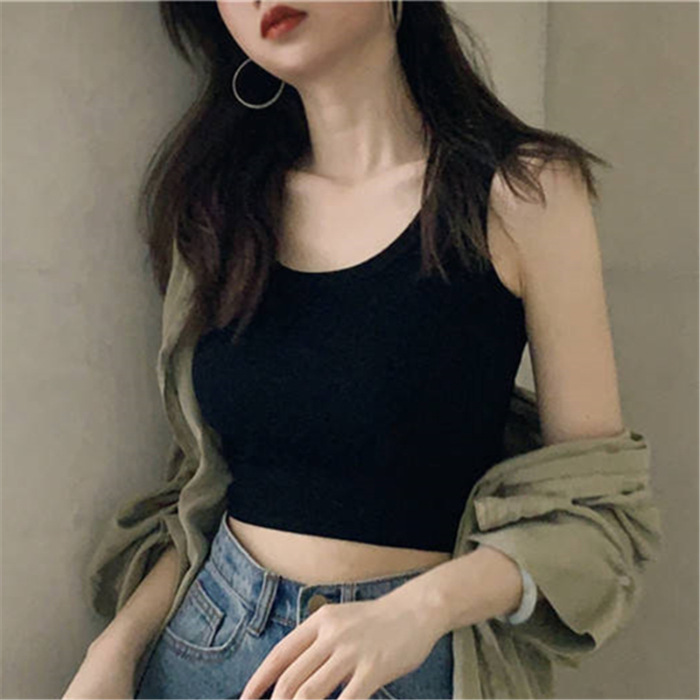 Short Camisole Inner Base Sleeveless Camisole Student Top Women's 2022 Spring and Summer Outer Wear Tight Navel Small Vest