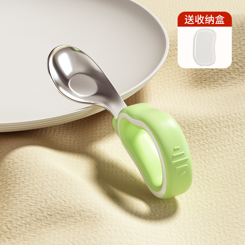 Picture of Baby self-eating spoon learning to eat training Spoon one-year-old special fork baby rice spoon children eating ingot spoon