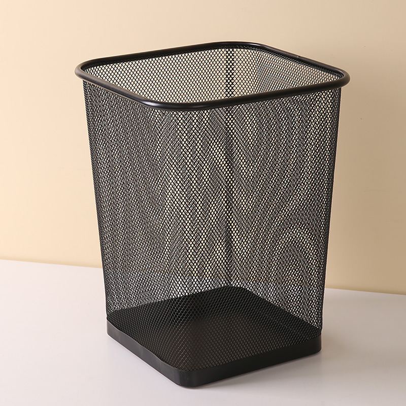 Picture of Metal Mesh Office Round Trash Can Household Wrought Iron Large Trash Basket Kitchen Storage Bucket Wholesale