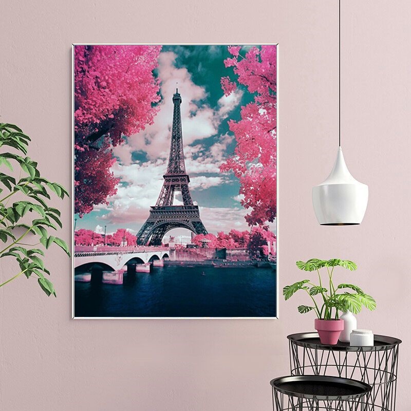 New full diamond foreign trade diy diamond painting romantic tower living room point stick diamond cross stitch diamond show wholesale