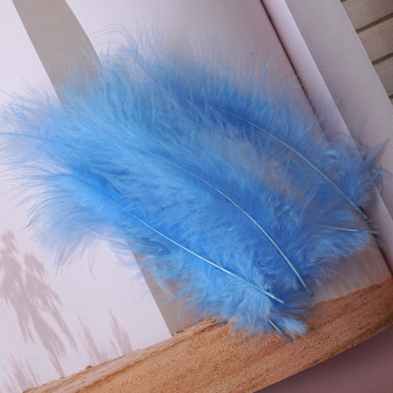 Picture of Feather Decoration Colorful Turkey Hair Pointed Tail Velvet Dream Catcher Material Wave Ball Gift Box Filler Shooting Props