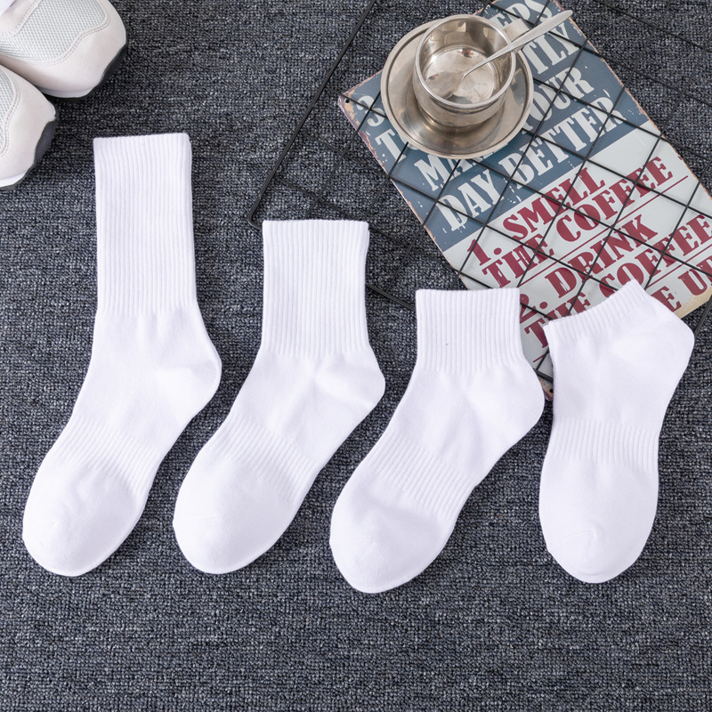 Socks New Wholesale Solid Color Mid-Calf Socks High Elastic Sports Socks Thickened Towel Bottom Black and White Men's Socks Zhuji Socks