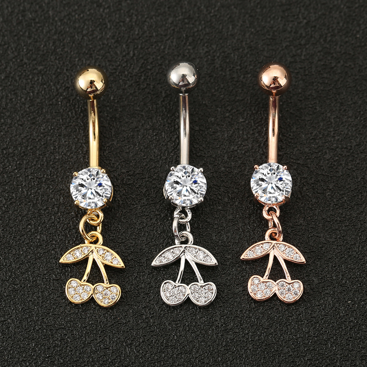 Belly ring body piercing jewelry belly button ring European and American style cherry diamond belly button fashion belly button nail