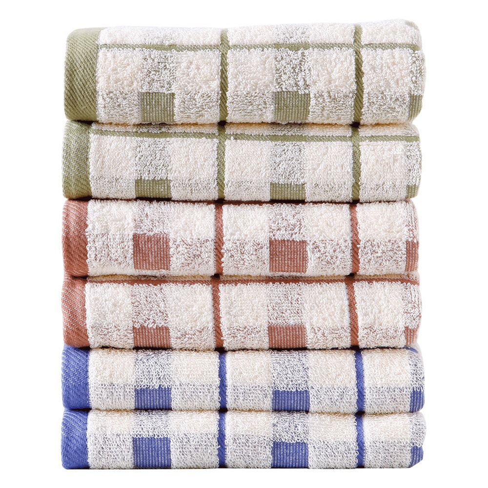 Gold cotton towel 78 * 34.5cm satin soft absorbent face towel Plaid towel labor protection wholesale