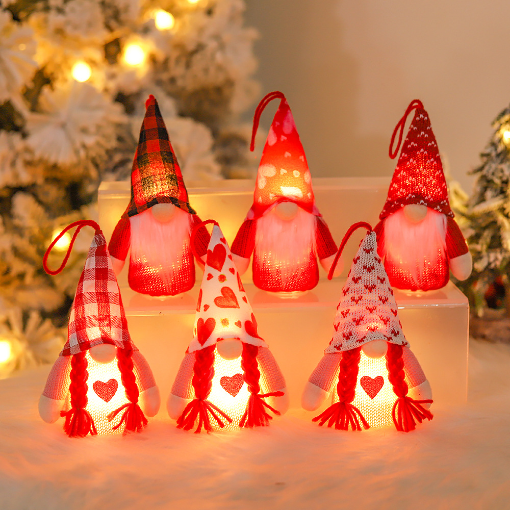Christmas decorations with lights glowing couples Forester doll faceless doll Valentine shopping mall window ornaments