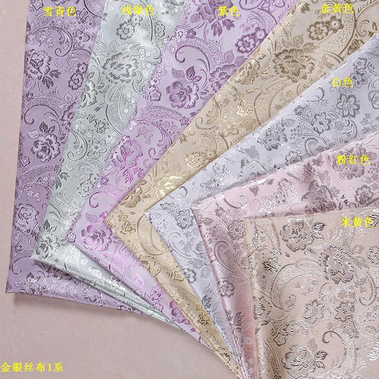 Factory in stock crafts packaging gift box home fabric luggage performance clothing brocade gold and silver silk jacquard cloth