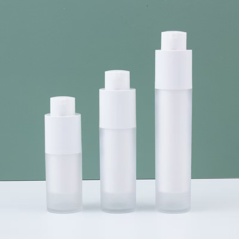 Picture of 15/30/50ML round rotary lid vacuum bottle cosmetic bottle essence lotion press makeup plastic empty bottle