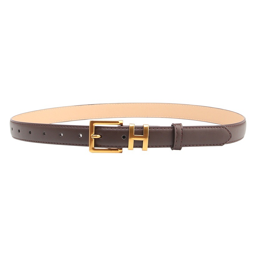 New Retro Alloy Letter Buckle Belt for Women Ins Trendyy Versatile Jeans with Simple Versatile Belt