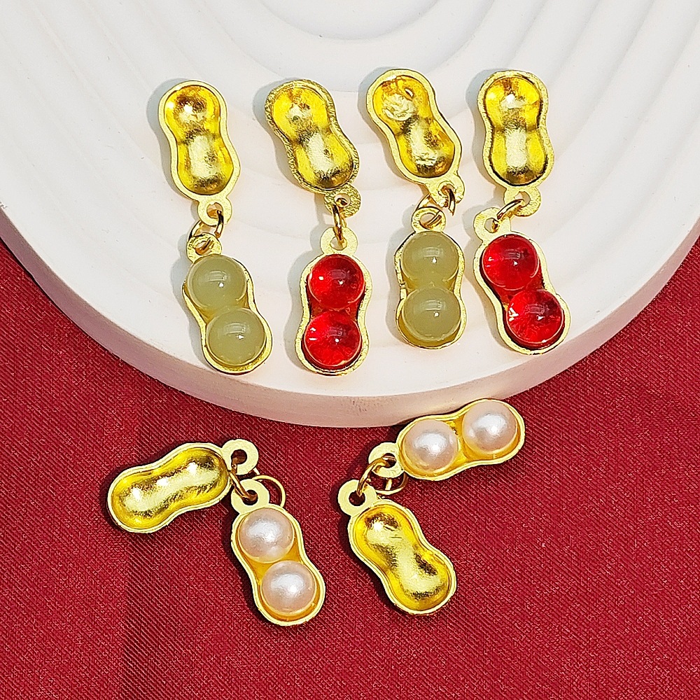 Alloy Good Thing Peanut Pendant Handmade DIY Bracelet Hairpin Niang Handstring Plate String Hand Twisted Cheongsam Hanfu Pendant