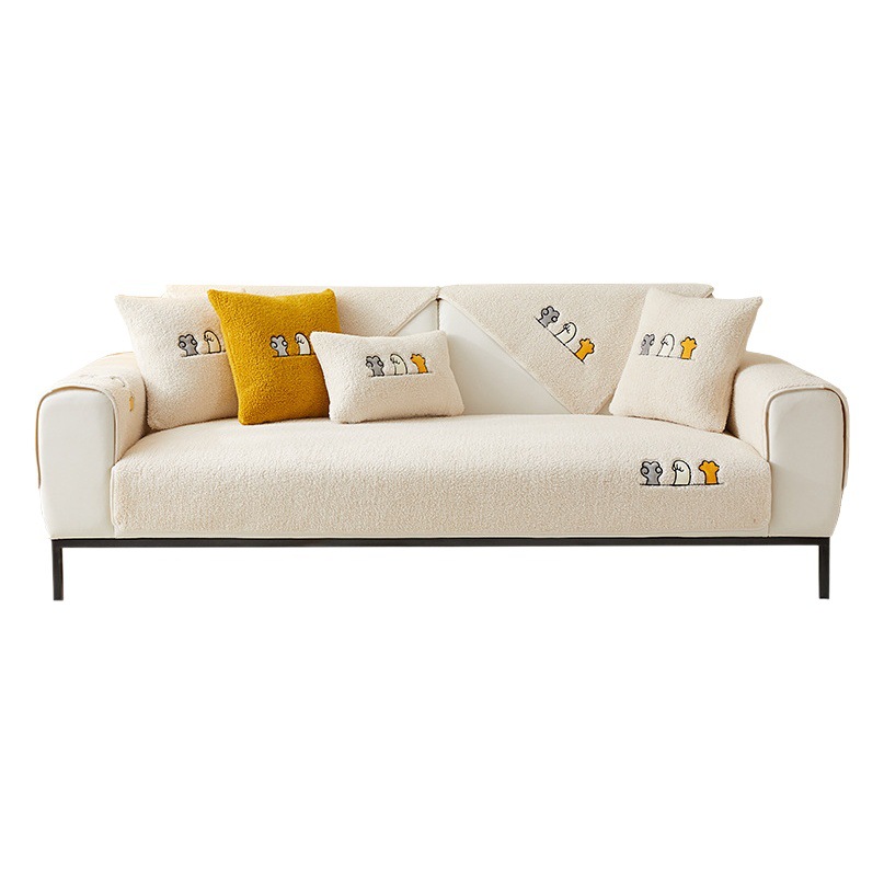 2022 New Cyber Celebrity Sofa Cushion Winter Plush Thickened Cushion Non-slip Light Luxury Leather Sofa Cover Cover Cloth Towel