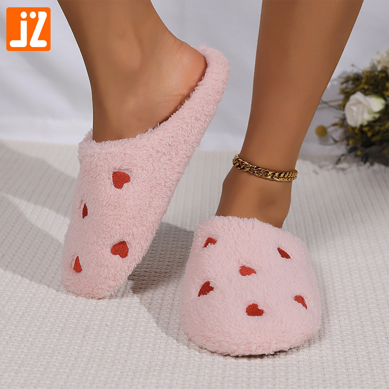 Cross-border small love warm and comfortable winter indoor home flat foreign trade wholesale Baotou simple soft cotton slippers
