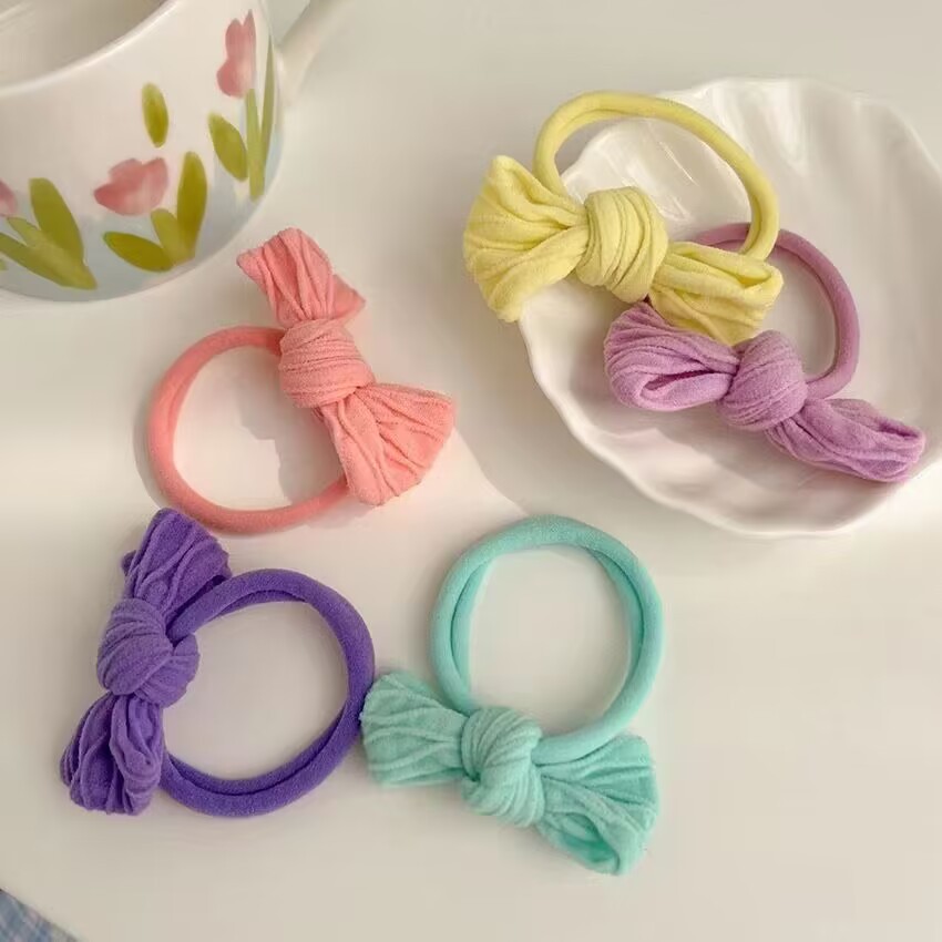 Pack of 5 New Internet Celebrity Popular Towel Rings, Simple Korean Style Rubber Bands That Do Not Hurt Hair, Wholesale Bow Hair Ropes