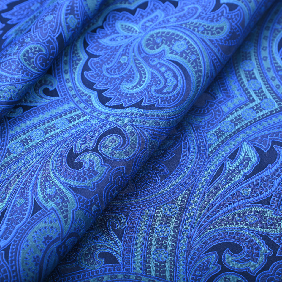 High-End New Acetate Jacquard Shirt Fabric Blue Paisley Cashew Pattern Crisp Anti-Wrinkle Suit Clothing Wholesale