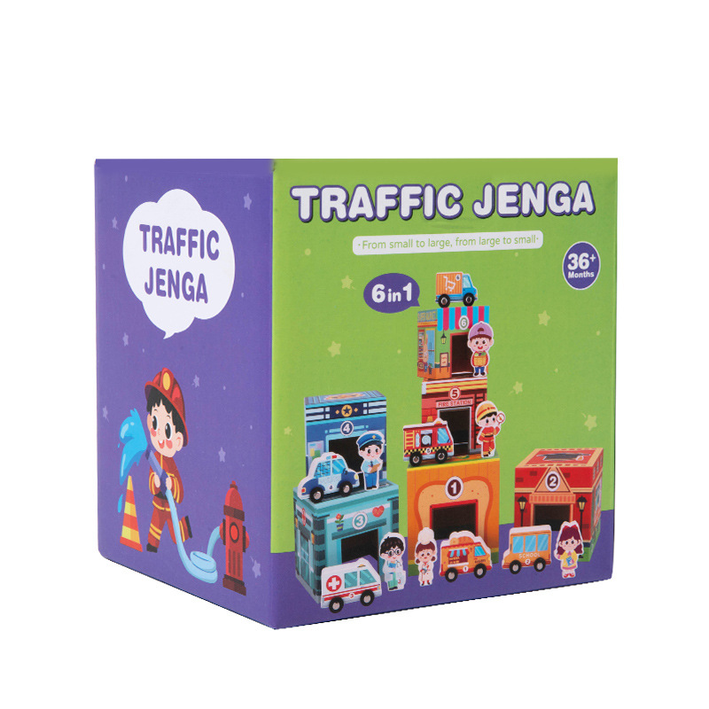 Picture of Cross-border children's city scene six-in-one traffic cognitive kit logical thinking training heap music educational toys