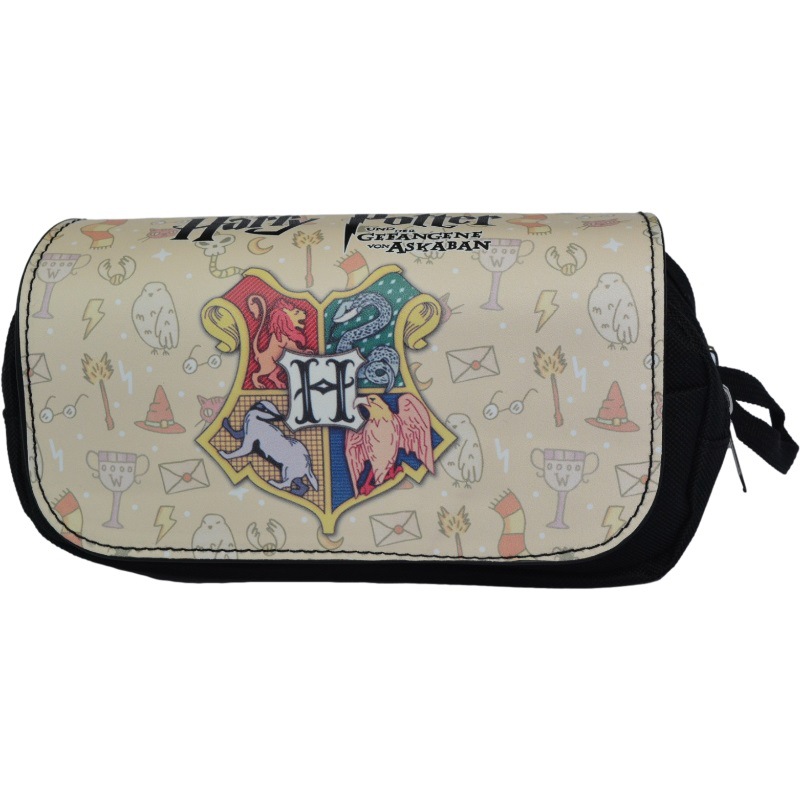 Animation Peripheral Harry Potter Pencil Bag Large Capacity Student Double Layer Zipper Bag Children's Pencil Bag Wholesale and Retail