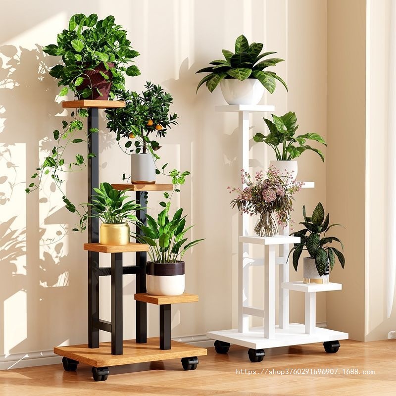 Removable balcony flower shelves, living room floor-standing wrought iron shelves, multi-level flower pot brackets, succulent shelves
