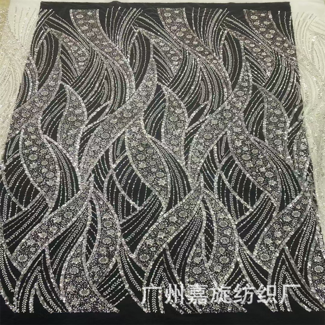 French New Style Heavy Industry Bead Tube Embroidery 3 5 Crystal Long Bead Beautiful Wedding Dress dress Cheongsam Fabric