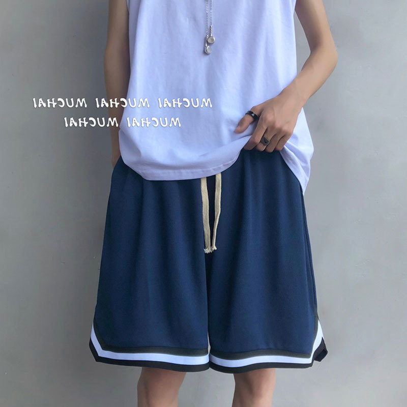 Summer Loose Straight Shorts Trendy Basketball Sports Pants Pants Men's Casual Pants Niche Design Beach Pants
