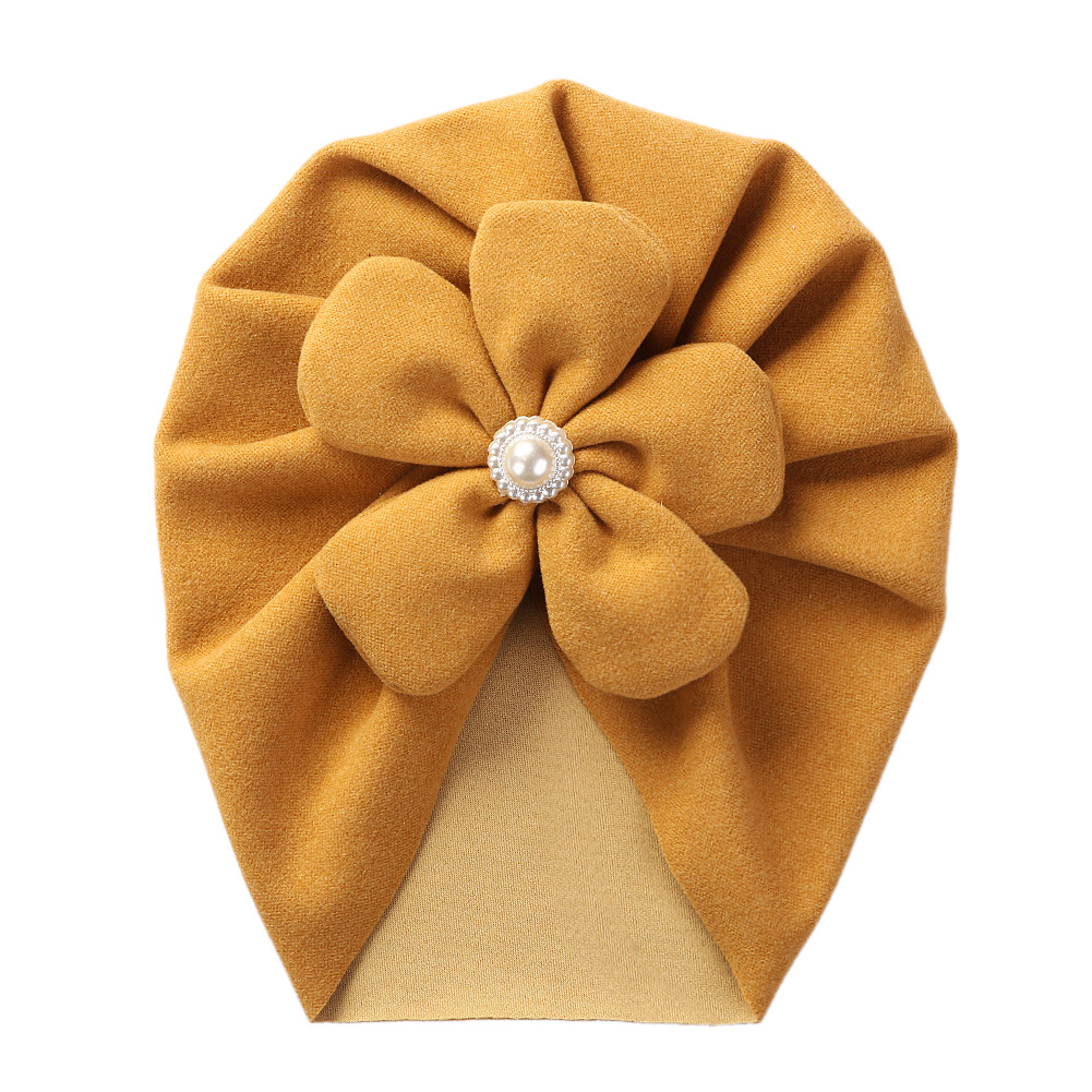 Picture of Cross-border new baby autumn and winter pullover cap imitation cashmere children's Indian hat infant Pearl Flower brimless hat