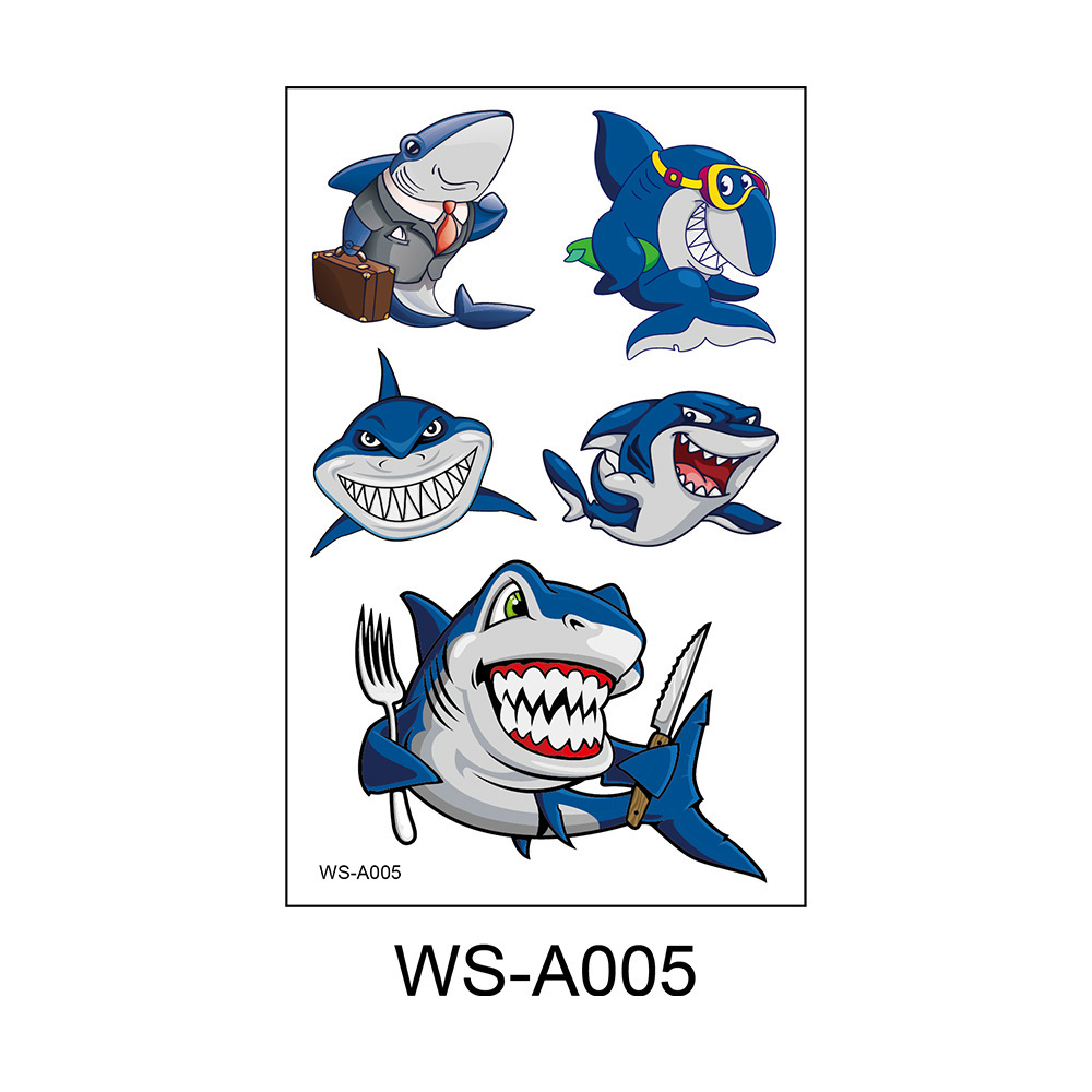 Picture of Spot Wholesale Children's Cartoon Original Tattoo Stickers Marine Animal Summer Tattoo Stickers Dolphin Shark Little Whale