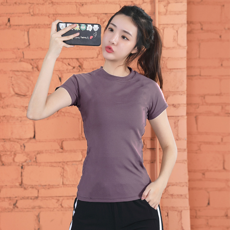 Picture of Spring and Summer New Outdoor Slimming Yoga Tops for Women Long-Sleeved Slim Short Round Neck Quick-Drying Breathable Sports Fitness Clothes