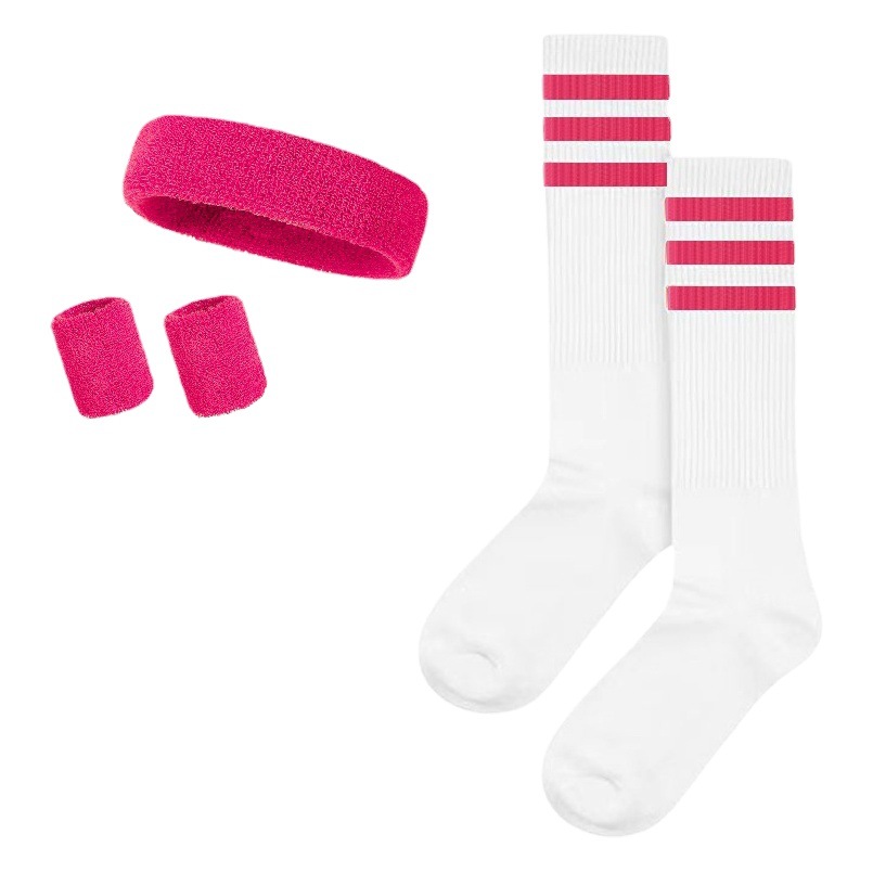 Cross-border rainbow wristband hair band socks set combination sports basketball headband wristband football socks four pieces