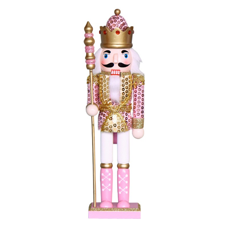 Pink New 30cm Pink Scale Cloth King Nutcracker Christmas Decoration European Style Home Creative Ornaments
