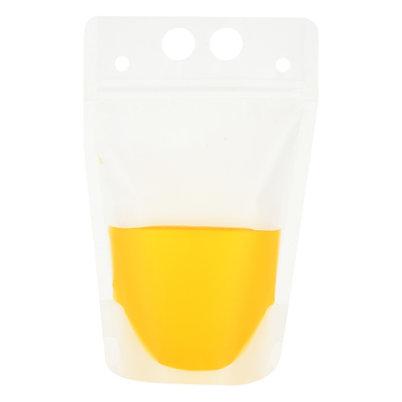 Wholesale portable beverage packaging self-standing bag disposable frosted liquid juice self-sealing hot and cold beverage bag