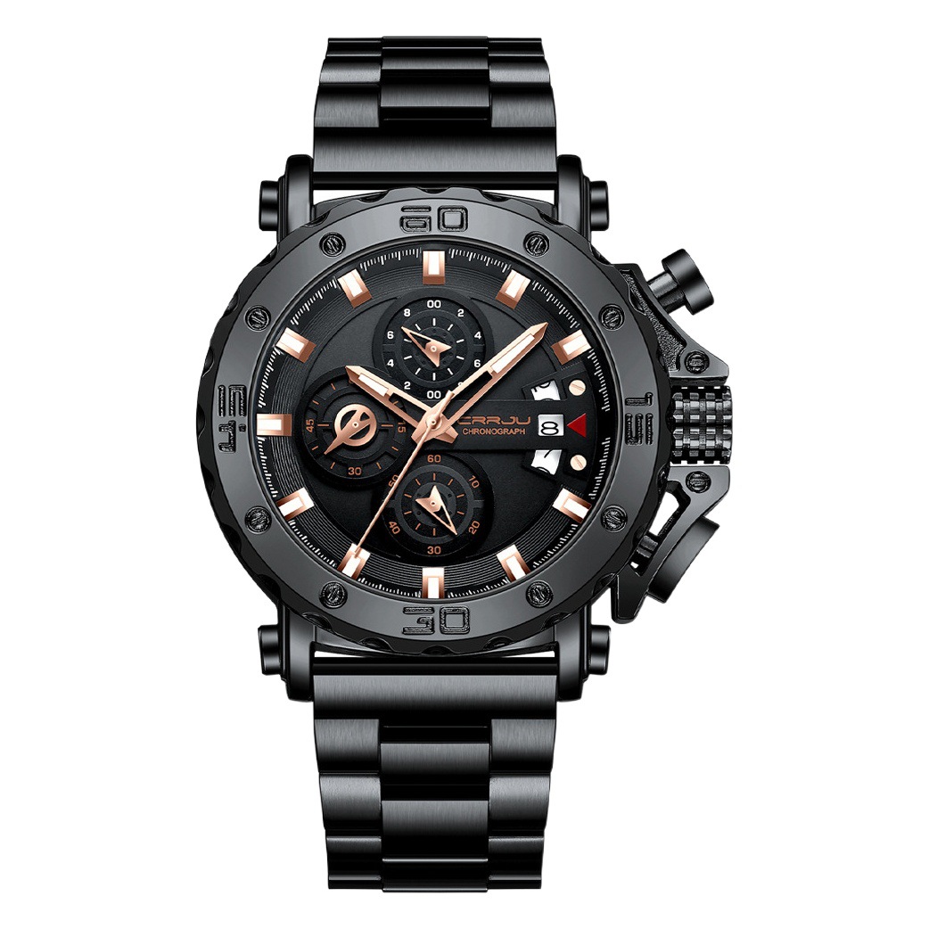 CRRJU/Kajun 2022 New Watch 2294 Men's Watch Solid Stainless Steel Watch with Oversized Dial