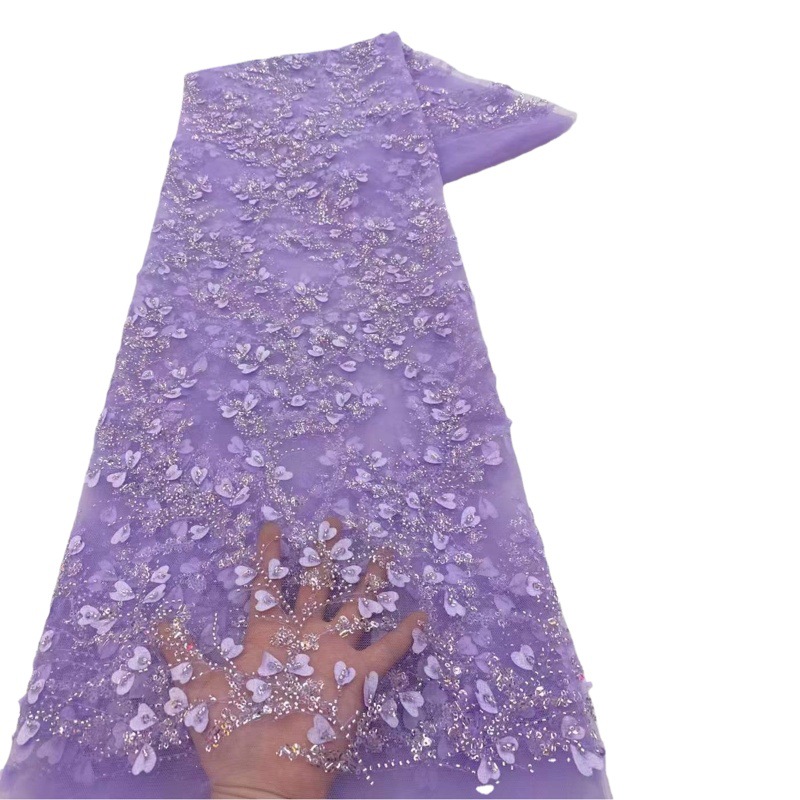 Summer heart-shaped laser three-dimensional flower fabric 3d flower peg plant flower dress polyester embroidery cloth JX2728